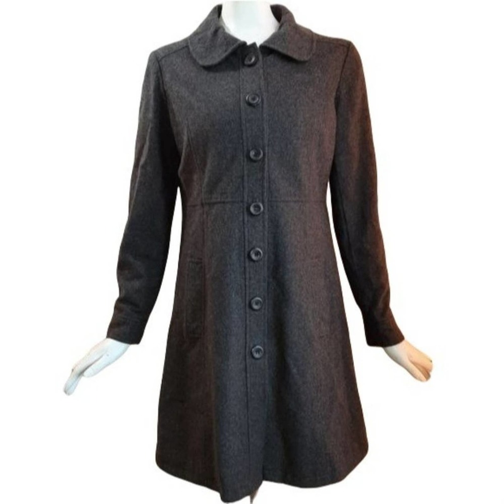 Empire Waist Gray fully Lined Wool Coat w/Pockets